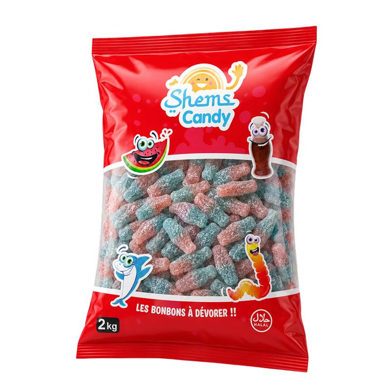 Babydélice Bouteilles roses et bleues Tutti Frutti Acides Halal 2kg - Shems Candy 